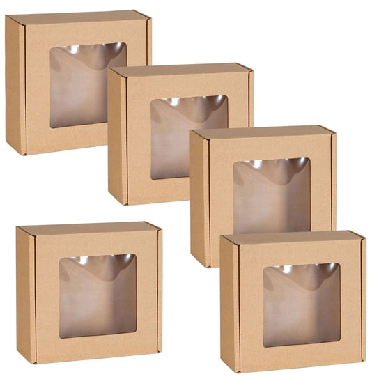 Kwadratowe pudełko fasonowe z okienkiem, pudełko prezentowe 13x13x4 cm x5 sarcia.eu