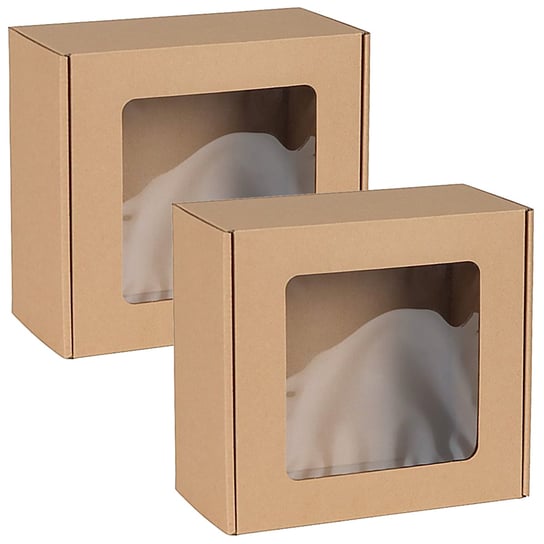 Kwadratowe pudełko fasonowe z okienkiem, pudełko prezentowe 20x20x10 cm x2 sarcia.eu