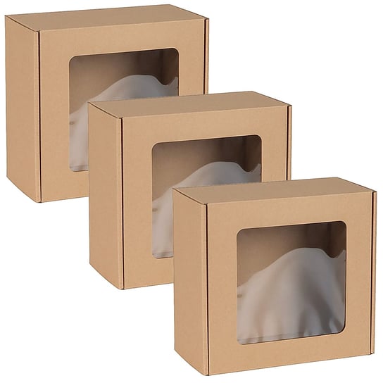 Kwadratowe pudełko fasonowe z okienkiem, pudełko prezentowe 20x20x10 cm x3 sarcia.eu