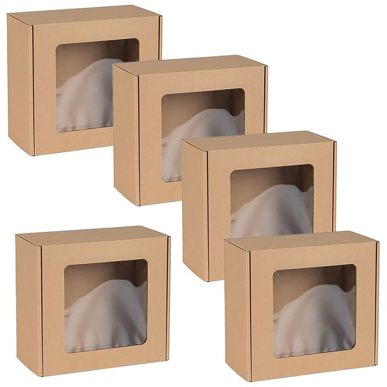 Kwadratowe pudełko fasonowe z okienkiem, pudełko prezentowe 20x20x10 cm x5 sarcia.eu