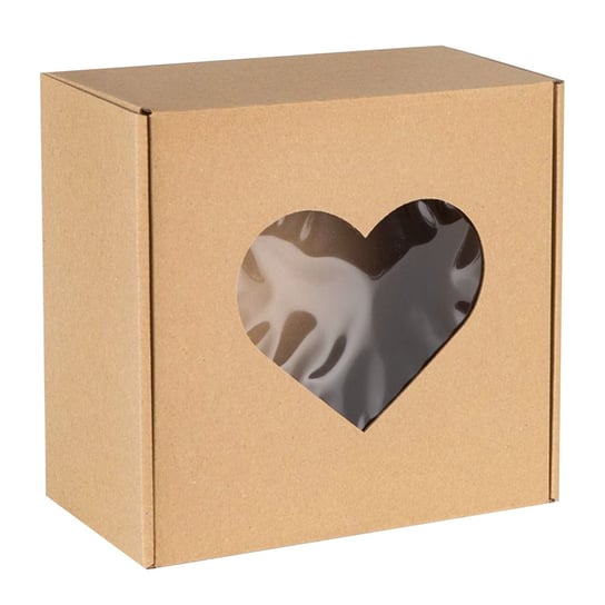 Kwadratowe pudełko fasonowe z okienkiem serce, pudełko prezentowe 20x20x10cm x1 sarcia.eu