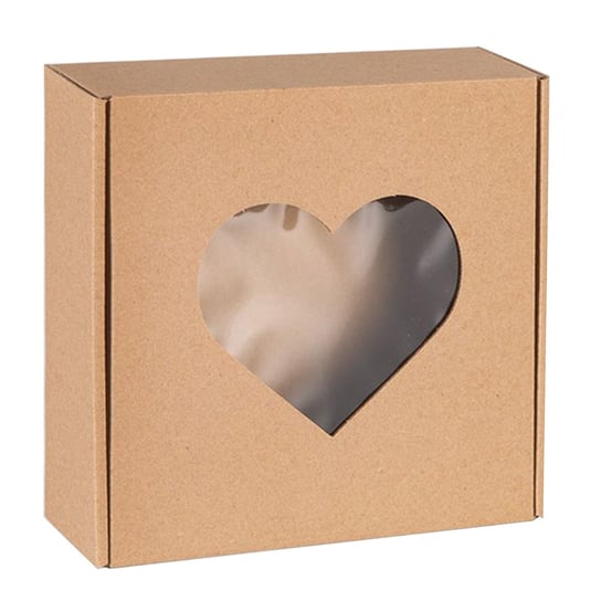 Kwadratowe pudełko fasonowe z okienkiem serce, pudełko prezentowe 20x20x5cm x1 sarcia.eu