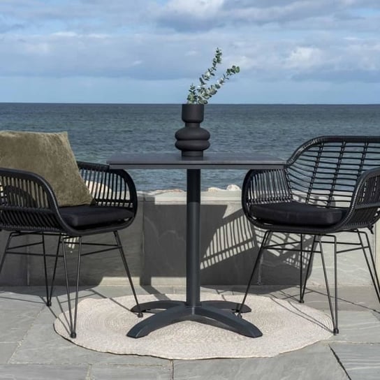 Kwadratowy stół ogrodowy 70 cm + 2 fotele - MARKA - Model - Outdoor - Biały - Ogród - Naturalny Inna marka