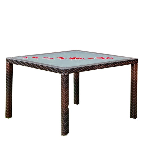 Kwadratowy stół z brązowego technorattanu 100 x 100 cm Inna marka