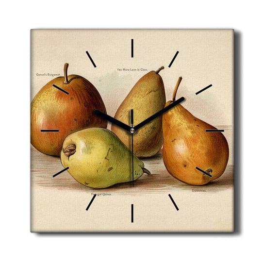 Kwarcowy zegar na płótnie Owoce gruszki 30x30 cm, Coloray Coloray