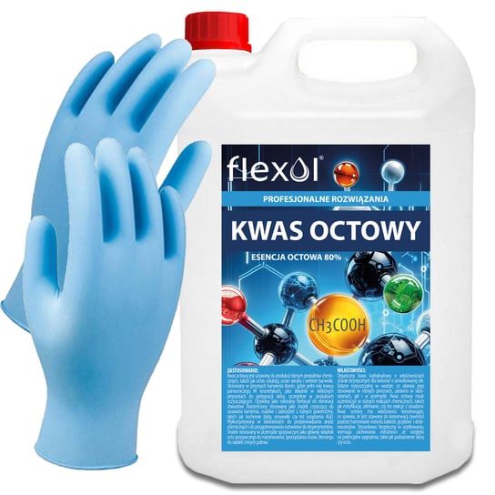 Kwas Octowy 5L Esencja Octowa 80% Na Chwasty 5L Z Rękawiczkami Flexol