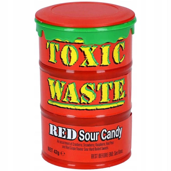 Kwaśne Cukierki Toxic Waste Red Sour Candy Owocowe Czerwone 42G Z Usa Inna marka