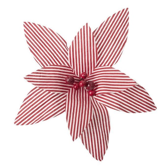 Kwiat materiałowy EUROFIRANY POINSECJA, 18 cm, czerwono-biały, 12 szt. Eurofirany