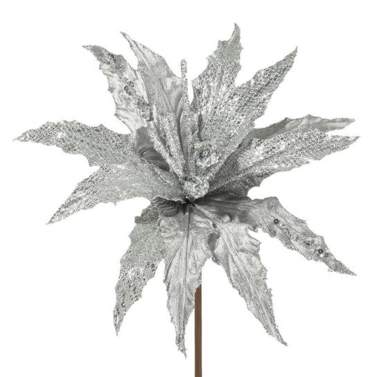 Kwiat Świąteczny Dekoracyjny 52B 32 Cm Srebrny Eurofirany