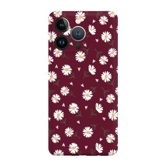 Kwiatki stokrotki białe  - iPhone 13 Pro Etui matowe bordo [TIF 20E] PieceofCase