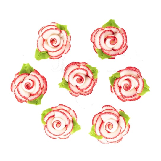 Kwiaty Cukrowe Biało-Czerwone Róże Na Tort Urodzinowy Inna marka