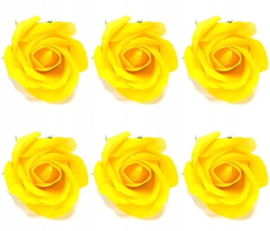 KWIATY MYDLANE ŻÓŁTA róża z mydła pachnie na PREZENT BOX wielkanoc 6 szt DOMOSFERA