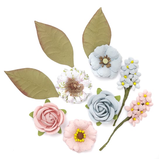 Kwiaty papierowe, 10 szt. pink&blue dpCraft
