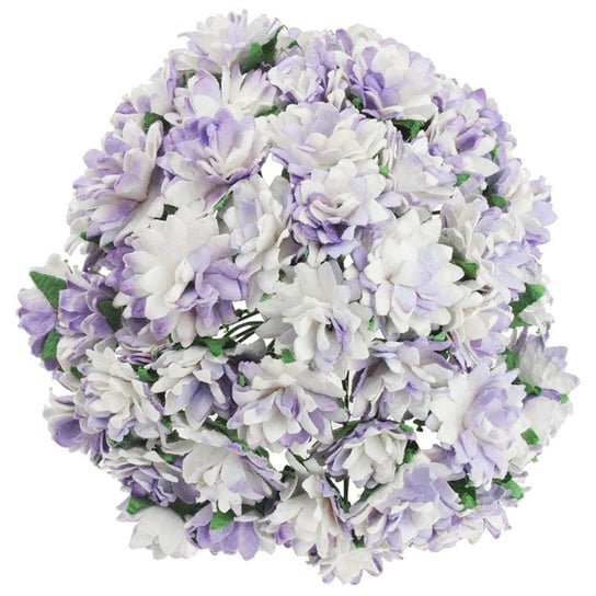 Kwiaty papierowe ASTRY biało-liliowe - 50szt Wild Orchid Crafts