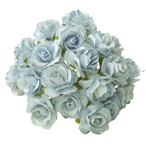 Kwiaty papierowe DZIKIE RÓŻE blado niebieskie 30mm - 50szt Wild Orchid Crafts