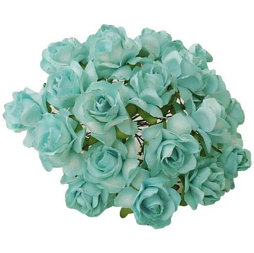 Kwiaty papierowe DZIKIE RÓŻE błękitne 30mm - 50szt Wild Orchid Crafts