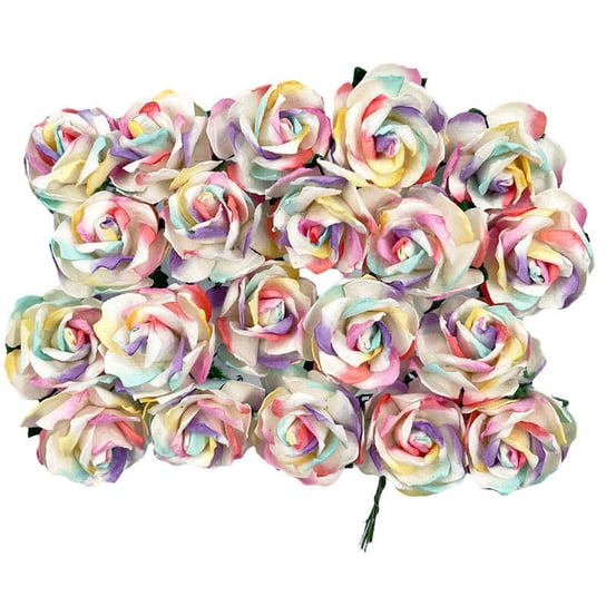 Kwiaty papierowe DZIKIE RÓŻE kolorowe 30mm 50szt Wild Orchid Crafts