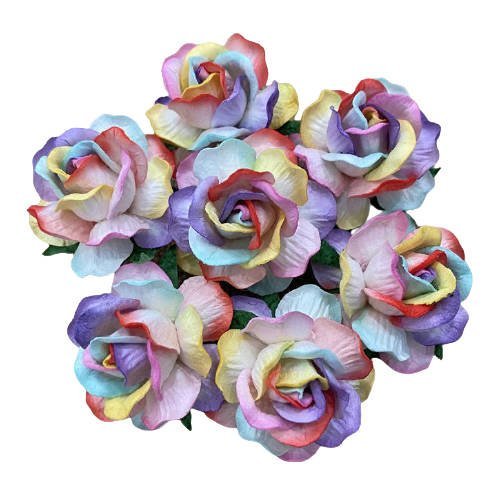 Kwiaty papierowe DZIKIE RÓŻE kolorowe 40mm 25szt Wild Orchid Crafts