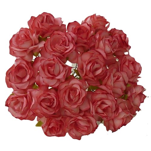 Kwiaty papierowe DZIKIE RÓŻE truskawkowy czerwony 30mm - 50szt Wild Orchid Crafts