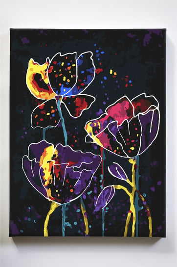 Kwiaty szkicem, abstrakcja, kolory, malowanie po numerach, blejtram Akrylowo