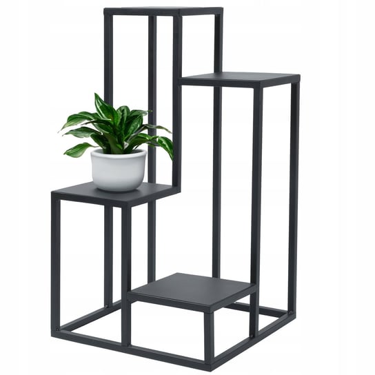 Kwietnik Metalowy 4 Półki Na Kwiaty Kwadratowy Produkt Polski Czarny e-floor