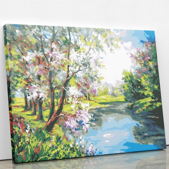 Kwitnące drzewa nad wodą - Malowanie po numerach 50x40 ArtOnly