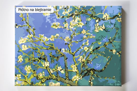 Kwitnący migdałowiec, van Gogh, malarz, drzewo, kwiaty, malowanie po numerach, blejtram Akrylowo