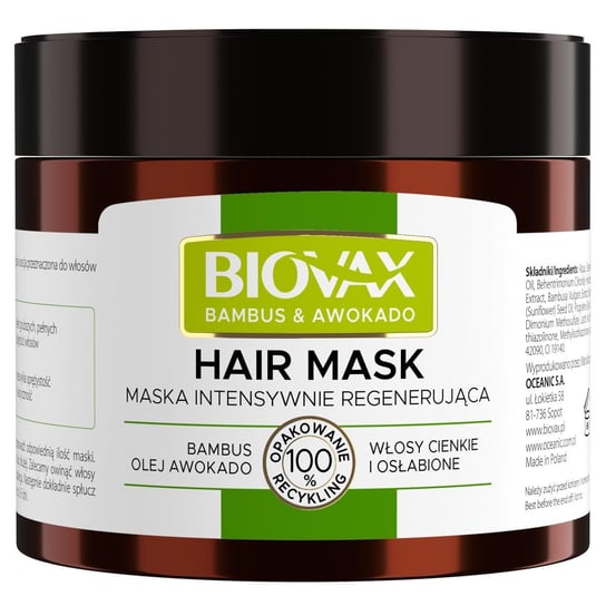 L'Biotica, Biovax, intensywnie regenerująca maseczka do włosów, 250 ml L'Biotica