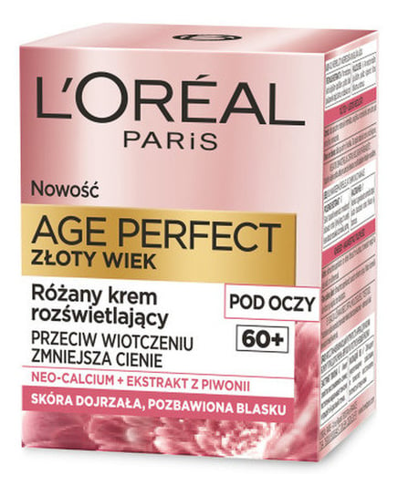 L'Oreal Paris, Age Perfect, Krem rozświetlający pod oczy Złoty Wiek Różany 60+, 15 ml L'Oreal Paris