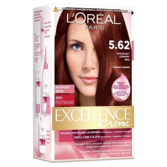 L'oreal Paris, Excellence Creme, farba do włosów, 5.62 Opalizujący czerwony brąz L'Oreal Paris