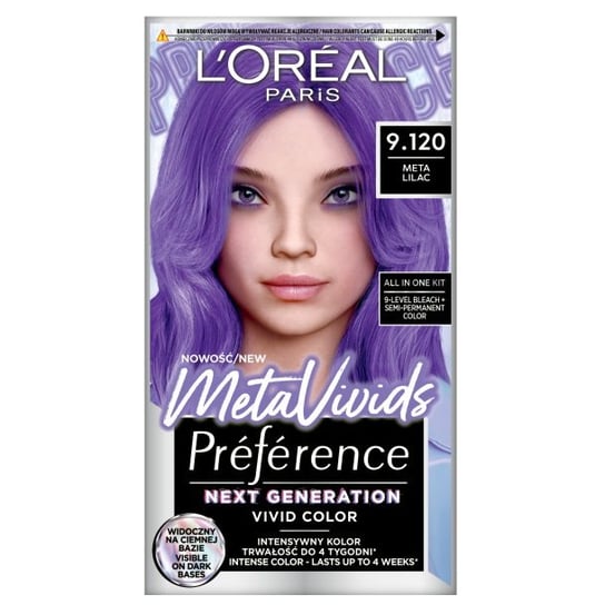 L'oreal Paris, Preference Metavivids, Farba Do Włosów, 9.120 Meta Lilac L'Oreal Paris