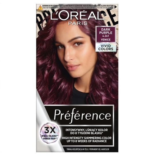 L'Oreal Paris, Preference Vivid Colors trwała farba do włosów 4.261 Dark Purple L'Oreal Paris