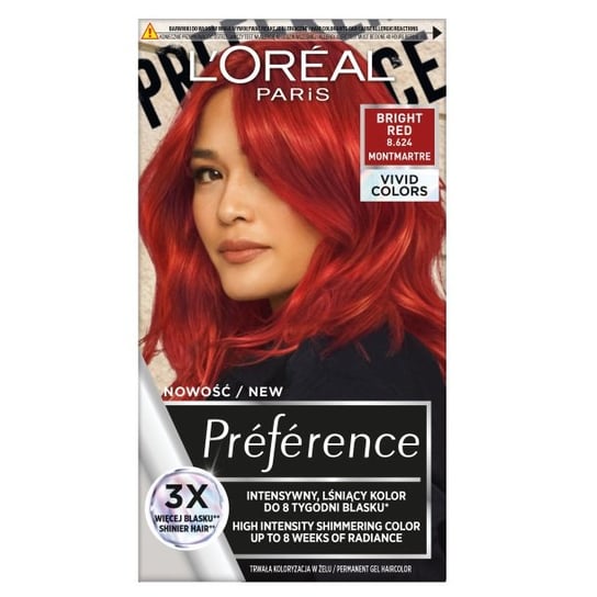L'Oreal Paris Preference Vivid Colors Trwała Farba Do Włosów 8.624 Bright Red L'Oreal Paris
