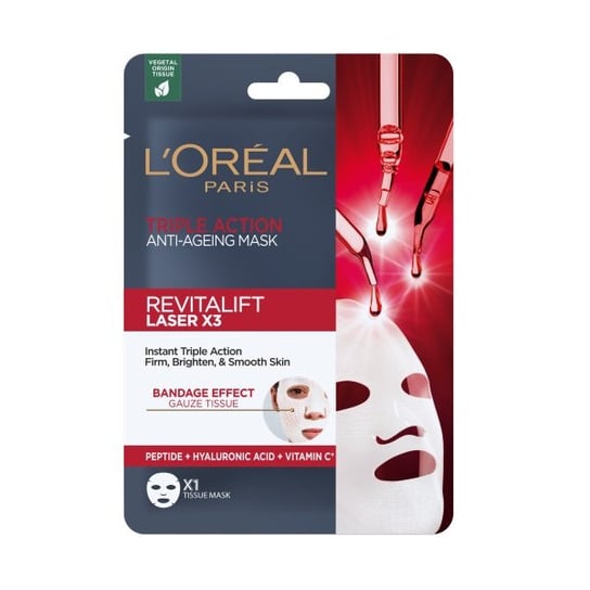 L'Oreal Paris, Revitalift Laser X3, Przeciwzmarszczkowa maska w płachcie o potrójnym działaniu, 28 g L'Oreal Paris