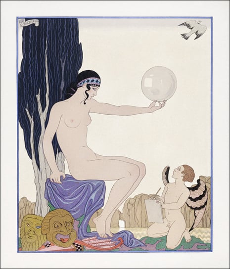 La Fontaine de coquillages: Robe du soir de Paquin, George Barbier - plakat 29,7x42 cm Galeria Plakatu