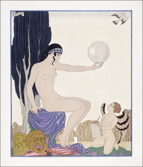 La Fontaine de coquillages: Robe du soir de Paquin, George Barbier - plakat 42x59,4 cm Galeria Plakatu
