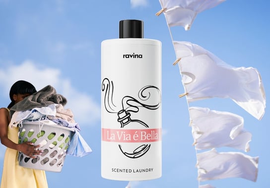 LA VIA E BELLA PERFUMY DO PRANIA ZAPACH DO PRALKI TKANIN UBRAŃ RAVINA DO SUSZARKI PŁYN 200ml = 40 prań RAVINA ravina