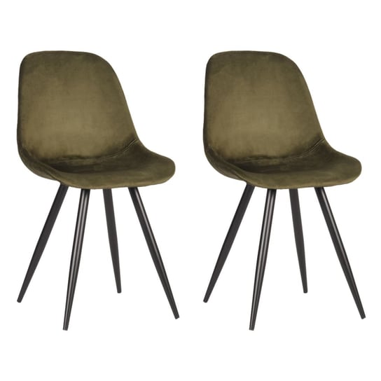 LABEL51 Krzesła stołowe Capri, 2 szt., 46x56x88 cm, zieleń wojskowa LABEL51