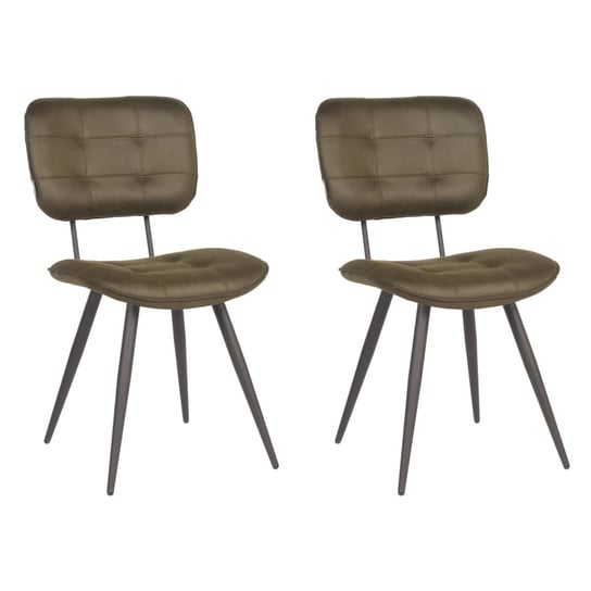 LABEL51 Krzesła stołowe Gus, 2 szt., 49x60x87 cm, zieleń wojskowa LABEL51