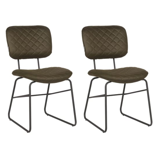 LABEL51 Krzesła stołowe Sev, 2 szt., 49x60x87 cm, zieleń wojskowa LABEL51