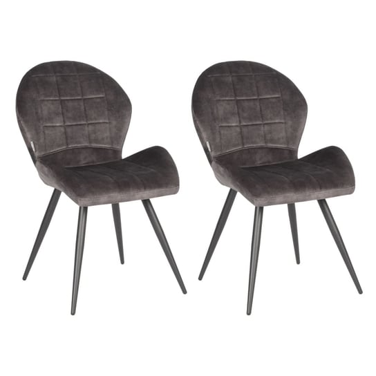 LABEL51 Krzesła stołowe Sil, 2 szt., 51x64x87 cm, antracytowe, welur LABEL51