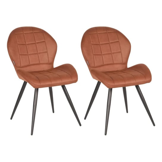 LABEL51 Krzesła stołowe Sil, 2 szt., 51x64x87cm, koniakowe, mikrofibra LABEL51