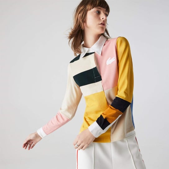 Lacoste L!Ve Women’S Colourblock Cotton Rugby Style Polo Shirt - Xs Lacoste