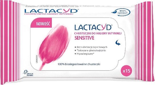 Lactacyd, Sensitive, chusteczki do higieny intymnej, 15 szt. Lactacyd