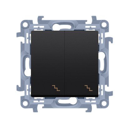 Łącznik schodowy podwójny z podświetleniem LED (moduł) 10AX, 250V~, zaciski śrubowe, czarny mat, SIMON10 KONTAKT-SIMON