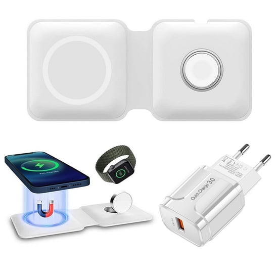 Ładowarka Fold Duo Q500 do MagSafe iPhone / Apple Watch / AirPods (White) MFC