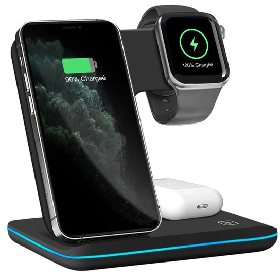 Ładowarka indukcyjna do iPhone'a, Apple Watcha i słuchawek AirPods w kolorze czarnym Avizar