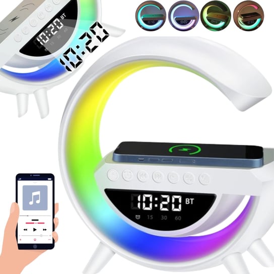 ŁADOWARKA INDUKCYJNA GŁOŚNIK LAMPKA LED RGB ZEGAR RADIO BUDZIK GAMING 15W XPart