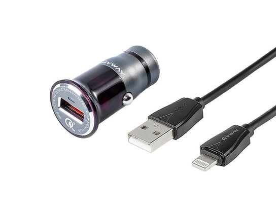 Ładowarka MYWAY 12/24V QC3.0 1x USB + kabel USB - Lightning. Carmotion