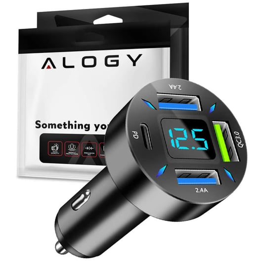 Ładowarka samochodowa Alogy Car Charger 66W 3x USB 1x USB-C Typ C Szybkie ładowanie Quick Charge QC 3.0 PD Alogy